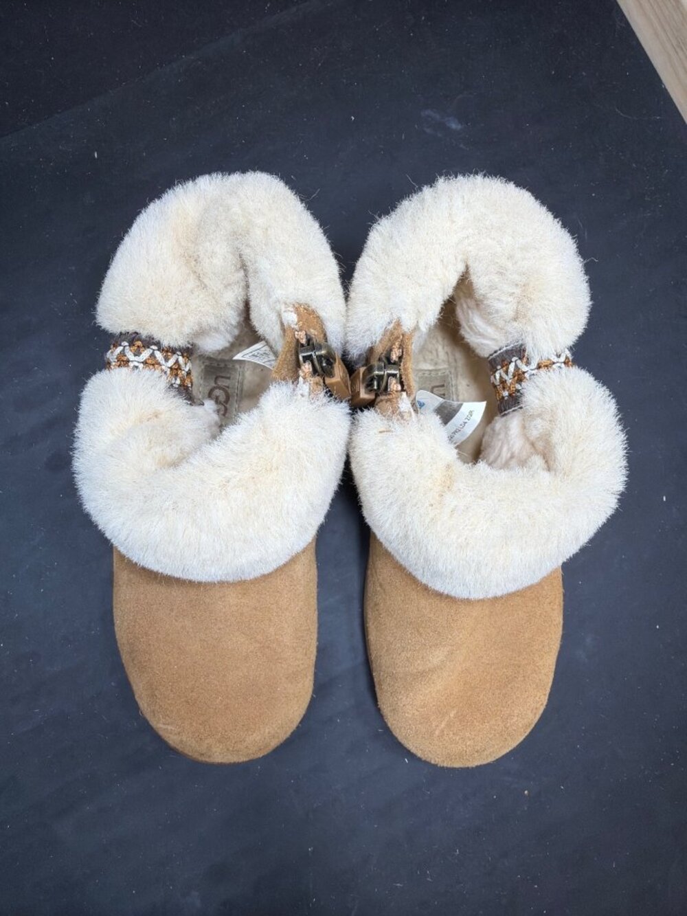 UGG Toddler Girls Size 9 Chestnut Brown Suede Fur Zip Ankle Boots Booties - Picture 4 of 10